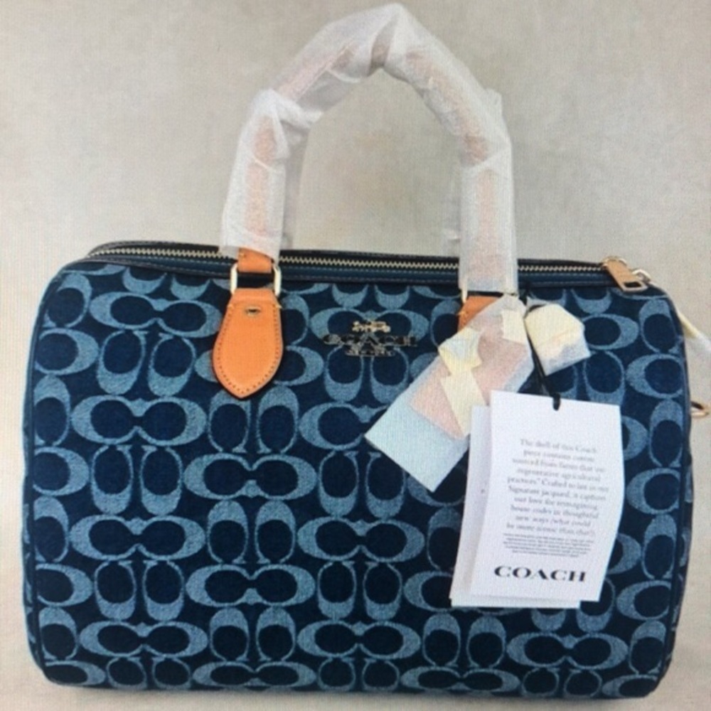 Coach Rowan Satchel Bag In Signature Denim Canvas NWT CY699 - Picture 2 of 6